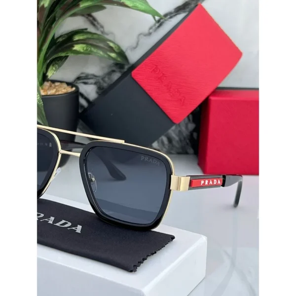 1st Copy Prada Black Gold 88079 Sunglasses for Men