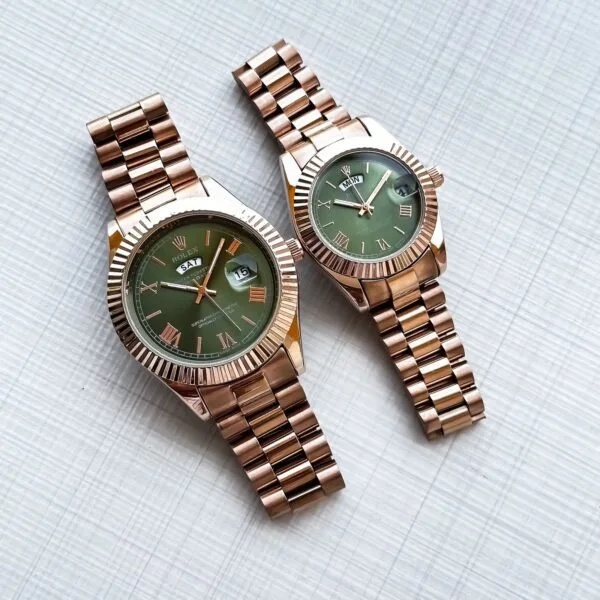 First Copy Rolex Day-Date Couple Watch with Green Dial First Copy Rolex Day-Date Couple Watch with Green Dial