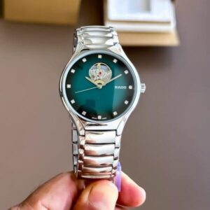 First Copy Rado Men's Silver & Green True Secret Diamonds Watch