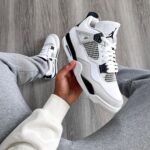 Branded Air Retro 4 White Black Sneakers