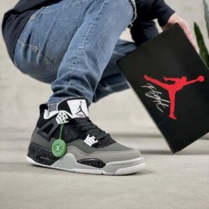 Branded Air Retro 4 Dark Leather Sneakers
