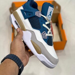 Branded Air Retro 4 White Blue Sneakers