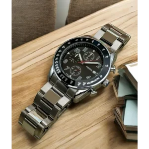 Trendy Fossil Round Dial Auto Watch Silver Black Watch For Men (SHH04680)