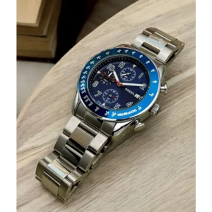 Trendy Fossil Round Dial Auto Watch Silver Blue Watch For Men (SHH04681)