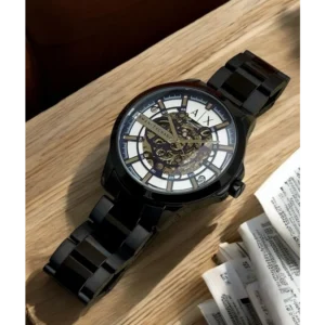 Trendy Armani Exchange Auto Silver Black Watch For Men (SHH04688)